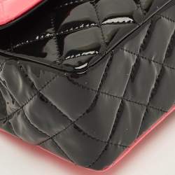 مملوكة مسبقًا Chanel Classic Single Flap Mini Black/Pink Quilted Patent Leather Bag