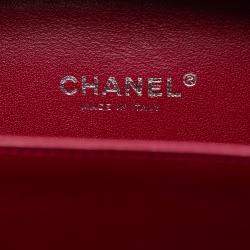 Pre Owned Chanel White Small Caviar Striped CC Filigree Vanity Case