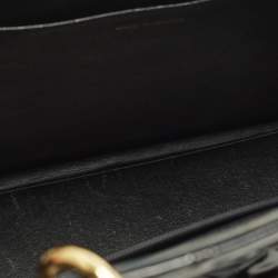 Pre Owned حقيبة سلسلة شانيل جلد براءة اختراع مبطن أسود