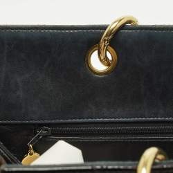 Pre Owned حقيبة سلسلة شانيل جلد براءة اختراع مبطن أسود