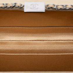 Pre Owned Chanel Gold Quilted Metallic Suede Chain Around Evening Clutch on Chain