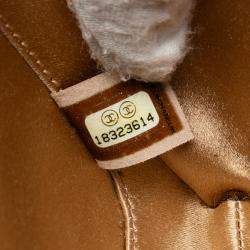 Pre Owned Chanel Gold Quilted Metallic Suede Chain Around Evening Clutch on Chain