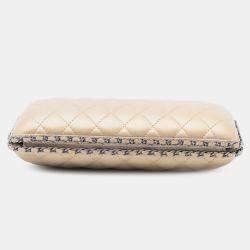 Pre Owned Chanel Gold Quilted Metallic Suede Chain Around Evening Clutch on Chain