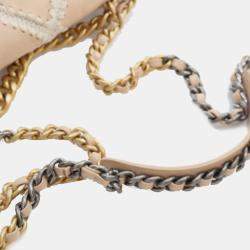 Pre Owned Chanel Brown White Medium Crochet Calfskin 19 Flap