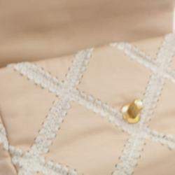 Pre Owned Chanel Brown White Medium Crochet Calfskin 19 Flap