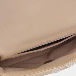 Pre Owned Chanel Brown White Medium Crochet Calfskin 19 Flap