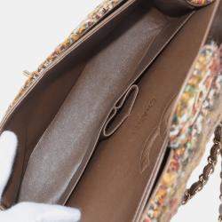 Pre Owned Chanel Brown Medium Classic Tweed Double Flap