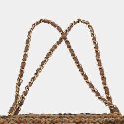 Pre Owned Chanel Brown Medium Classic Tweed Double Flap