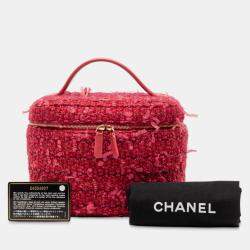 Pre Owned حقيبة شانيل فانيتي تويد وردية
