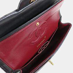 Pre Owned حقيبة شانيل كلاسيكية مزدوجة الغطاء صغيرة من جلد الخروف أسود