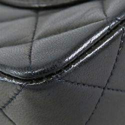 Pre Owned حقيبة شانيل كلاسيكية مزدوجة الغطاء صغيرة من جلد الخروف أسود