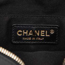 Pre Owned Chanel Black Stitched Goatskin Casual Trip North South Camera Case