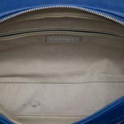 Pre Owned Chanel Blue Jumbo Quilted Caviar Easy Flap