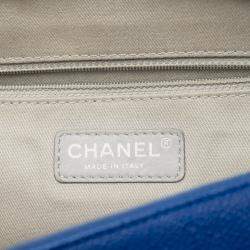 Pre Owned Chanel Blue Jumbo Quilted Caviar Easy Flap