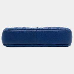 Pre Owned Chanel Blue Jumbo Quilted Caviar Easy Flap