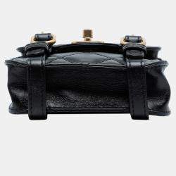 Pre Owned حقيبة شانيل فلاب المدينة المدرسية جلد العجل معتق صغير سوداء