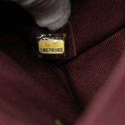 Pre Owned حقيبة شانيلا الكلاسيكية باريس الذهبية من كافيار مبطن بأحمر إدنبرة متراجعة