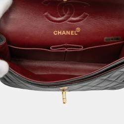 Pre Owned Chanel Black Small Classic Lambskin Double Flap