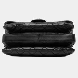 Pre Owned Chanel Black Jumbo Classic Lambskin 3 Compartment Flap