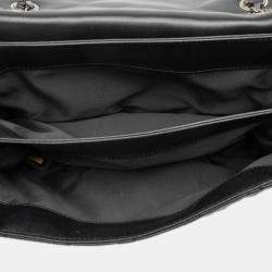 Pre Owned Chanel Black Jumbo Classic Lambskin 3 Compartment Flap