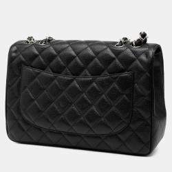 Pre Owned Chanel Black Jumbo Classic Caviar Double Flap