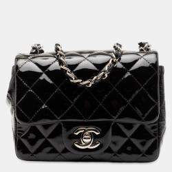 مملوكة مسبقًا Chanel Black Mini Square Classic Patent Single Flap