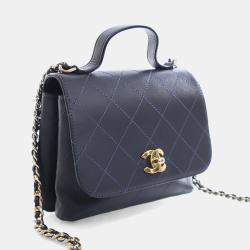 Pre Owned حقيبة شانيل جلد العجل مبطنة بيد علوية