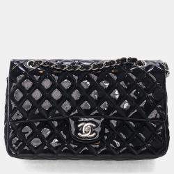 Pre Owned Chanel Medium Patent Classic Double Flap Bag