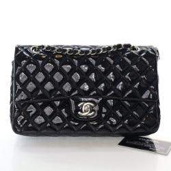 Pre Owned Chanel Medium Patent Classic Double Flap Bag
