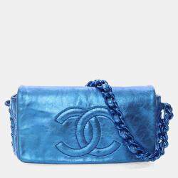 مملوكة مسبقًا Chanel Metallic Blue Shoulder Flap Bag