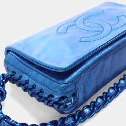 مملوكة مسبقًا Chanel Metallic Blue Shoulder Flap Bag