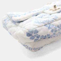 Pre Owned Chanel Small Blue/White Denim Coco Beach Flap Bag