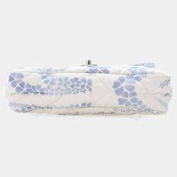 Pre Owned Chanel Small Blue/White Denim Coco Beach Flap Bag