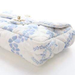 Pre Owned Chanel Small Blue/White Denim Coco Beach Flap Bag