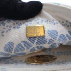 Pre Owned Chanel Small Blue/White Denim Coco Beach Flap Bag