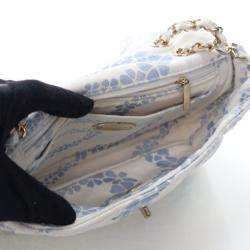 Pre Owned Chanel Small Blue/White Denim Coco Beach Flap Bag