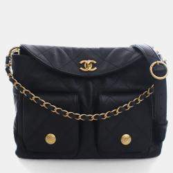 Pre Owned Chanel Black Caviar Hobo Messenger