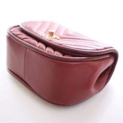 مملوكة مسبقًا حقيبة فلاب مستديرة معكوسة شانيل صغيرة جلد الغنم أحمر