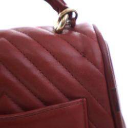 مملوكة مسبقًا حقيبة فلاب مستديرة معكوسة شانيل صغيرة جلد الغنم أحمر