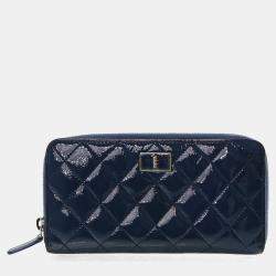 Pre Owned Chanel Blue Patent Reissue Wallet