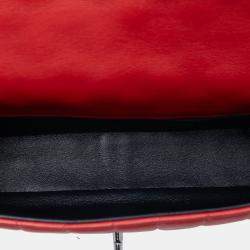 Pre Owned Chanel Red CC Quilted Calfskin Multi Chain Flap