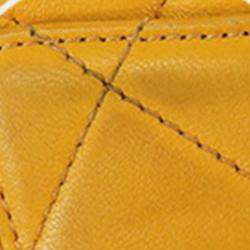 Pre Owned Chanel Yellow Mini Square Lambskin Wenge Wood Flap