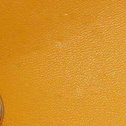 Pre Owned Chanel Yellow Mini Square Lambskin Wenge Wood Flap