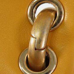 Pre Owned Chanel Yellow Mini Square Lambskin Wenge Wood Flap