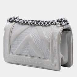 Pre Owned Chanel Small Chevron Stitched Calfskin Boy Flap