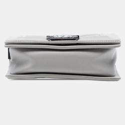 Pre Owned Chanel Small Chevron Stitched Calfskin Boy Flap