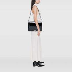 Pre Owned Chanel Black Extra Large Patent Boy Reverso Flap