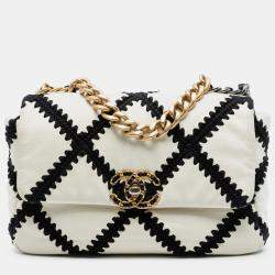 Pre Owned Chanel White Medium Crochet Calfskin 19 Flap