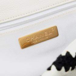 Pre Owned Chanel White Medium Crochet Calfskin 19 Flap