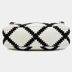 Pre Owned Chanel White Medium Crochet Calfskin 19 Flap